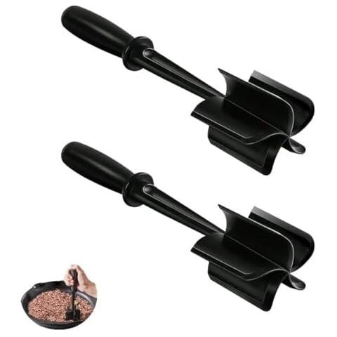 2 Pack Meat Chopper for Ground Beef, Meat Masher and Smasher for Hamburger, Potato and More, 5 Curved Blade, Heat Resistant Mix and Chop Kitchen Tools Cover