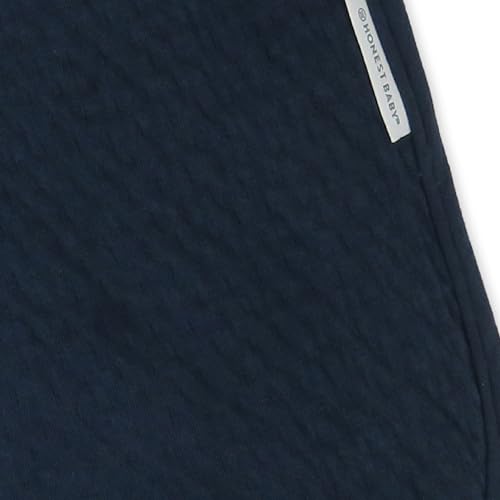 Image of HonestBaby Matelasse Reversible Receiving Blanket 100% Organic Cotton for Baby Boys, Girls, Navy, One Size