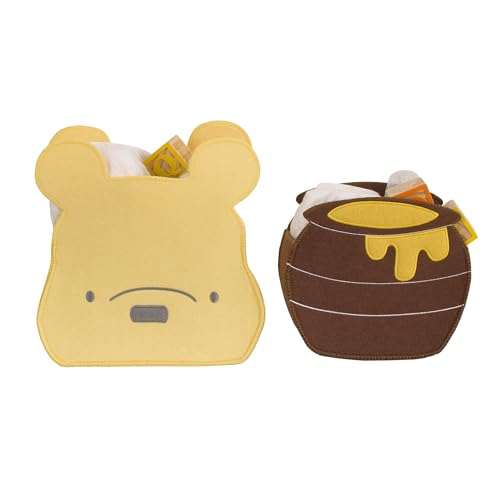 Image of NoJo Disney Winnie The Pooh and Hunny Pot Yellow and Brown Two Piece Felt Storage Caddy - 1 Large, 1 Small