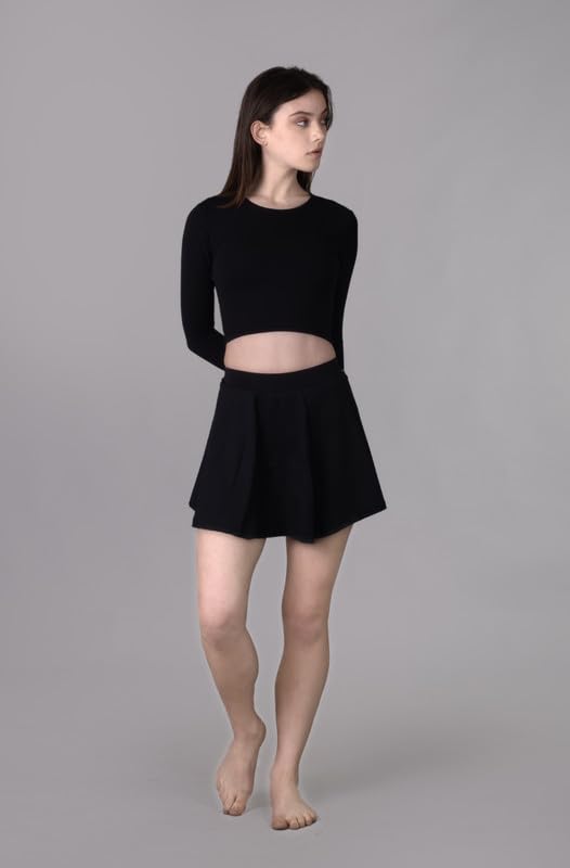Keepfit Women's Black Padded Full Sleeve Round Neck top and Skirt Swimset |Swimming Suit for Women 4