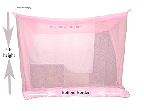 Image of ANS Single Bed Mosquito Net 3.5x6.5 ft (Pink) with Border Heavy Quality net