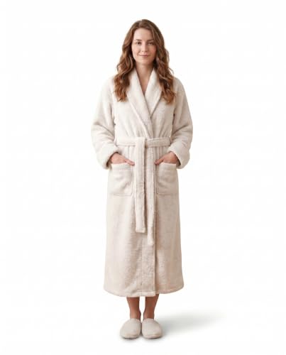 Plush Microfiber Fleece Robe | Super Soft & Warm | Lightweight | Full Length