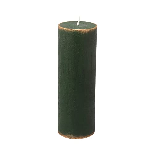 Image of G Decor Fern Green Gold Antique Style Pillar Candles Anniversary New Home Gift (Large Green Pillar)