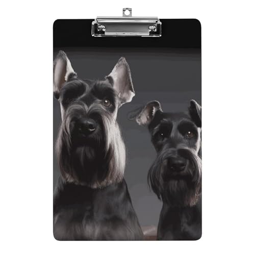 Planchette à pince acrylique A4 Schnauzer mignon pour travailleur social