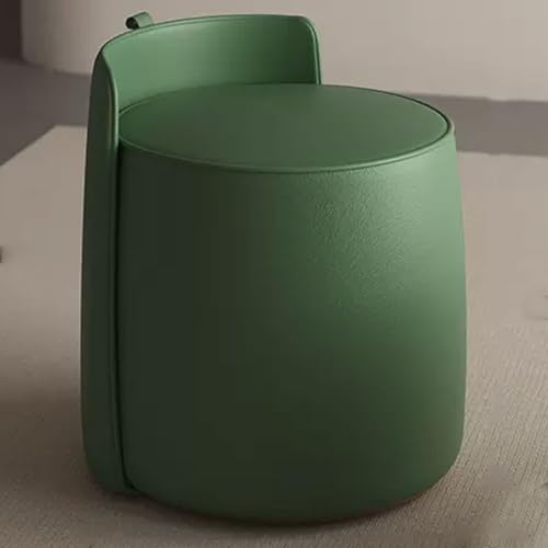 Taburete giratorio moderno de color verde tapizado redondo para maquillaje, silla multifuncional para decoración del hogar, diseño elegante y cómodo.