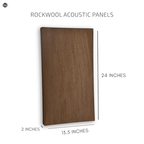 Image of Acoustic Rockwool Sound Absorption Panels 24 inch x 12 inch x 2 inch (Set of 2) | NRC 0.9 Noise Reduction Wall Panels | Rock Wool for Soundproofing Studio, Home & Office (Brown)