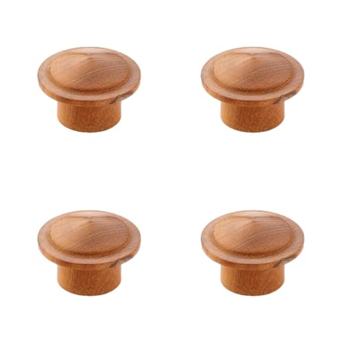 Image of Solid Teak Wood Cabinet Knobs for Kitchen Cabinets, Drawers & Dressers | Size: 2 Inch | Modern Natural Wood Finish - Pack of 4-| 3 Years Warranty |