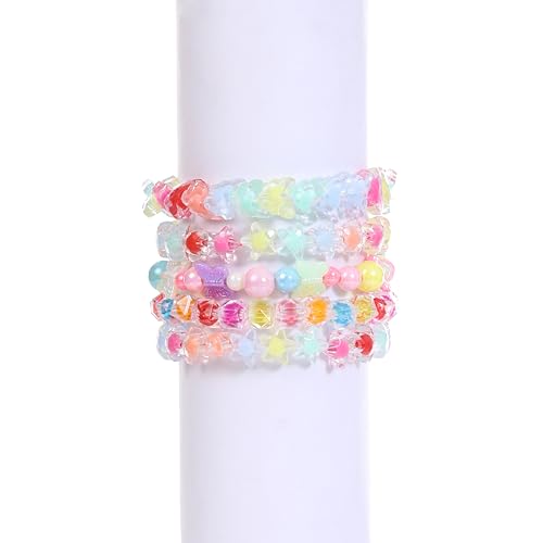 Image of Ambitieux DIY Bracelet Making Kit for Girls - 12 Types Colorful Beads with Charms, Elastic Thread, Earrings, Clasps & Rings - Jewellery Craft Kit for Kids, Birthday Return Gift, Rakhi Special Set for 2 3 4 5 6 7 8 9 10 years (Double beads)