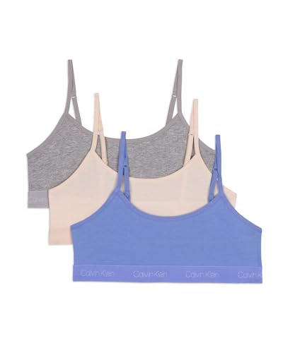Calvin Klein Girls' Cotton Crop Cami Bralette 3 Pack