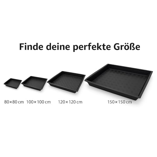 Weedness Flexible Auffang-Wanne 80 x 80 x 12 cm Kunststoff Wasserdicht - Pflanzboden Grow Anbau Blumentopf Plastik Pflanz-Schale Untersetzer Pflanzen