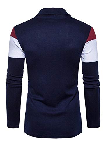 Casaco Trench Coat Jaqueta Estilo Quimono Slim (Azul/Vermelho, G)