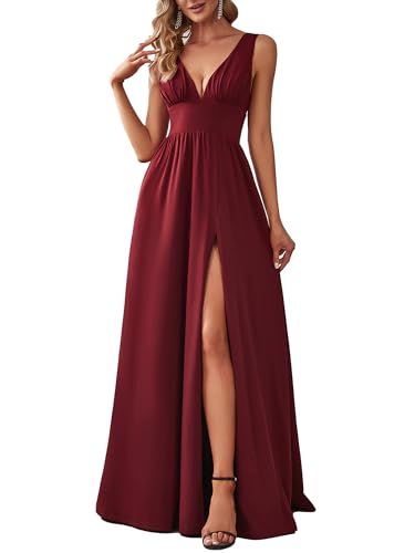 Ever-Pretty Women's Summer V-Neck Sleeveless Formal Wedding Guest Dress Side Slit Floor Length...