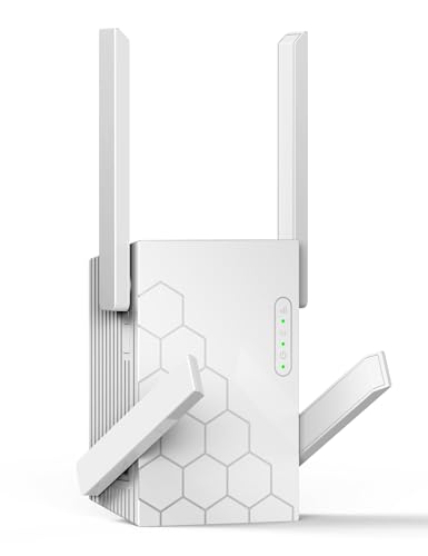 WiFi Extender Signal Booster Dual Band 5.8GHz&2.4GHz, WiFi Booster for Home Covers Up to 10200 Sq.ft and 45 Devices, Wireless Signal Amplifier 1200Mbps WiFi Repeater w/Ethernet Port, 1-Tap Setup