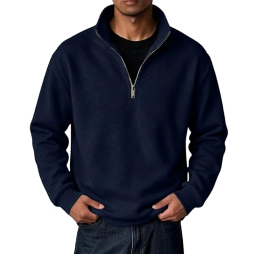 Quarter Zip Pullover Men Polo Neck 1/4 Zipper Fleece Mock Neck Sweatshirt - image 1