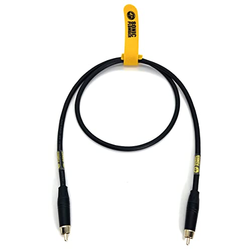 Image of Sonic Plumber Black and Gold RCA Interconnect Cable with Cable Tie (5m / 16.4ft)
