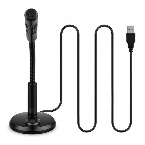 Image of USB Noise Cancelling Microphone for PC & Mac, 360 Adjustable Gooseneck, Omnidirectional Condenser for Laptop, Computer, Gaming, Voice Chat Online Meetings Black MIC309
