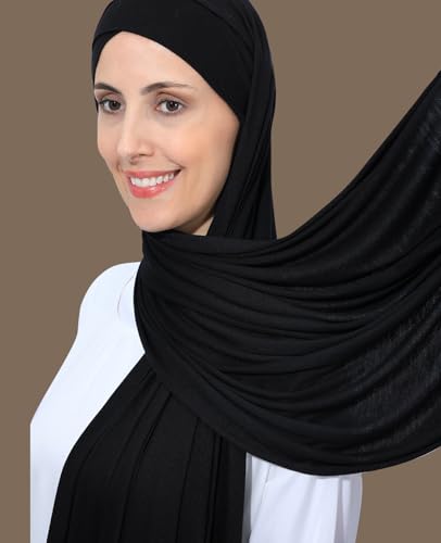 Instant Jersey Cotton Hijab Scarf for Women, Non-See Through Tieback Muslim Head Scarf4