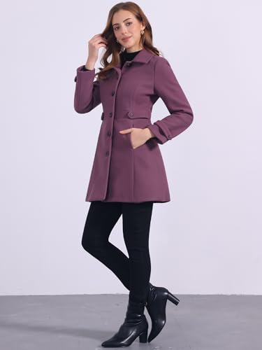 Image of Allegra K Women's Winter Classic Overcoat with Pockets Single Breasted Coat