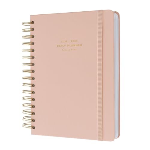 Kokonote A5 Academic Diary 2025-2026 Page A Day - Glossy Pink | Academic Planner 2025-2026 With Stickers, Student Essentials For University, Back To School Supplies