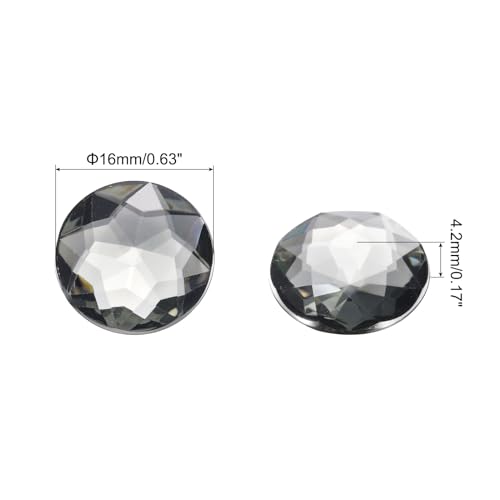 Image of MECCANIXITY Flat Back Round Acrylic Rhinestones,16mm Grey Flatback Crystal Rhinestones for Crafts Clothes Shoes DIY Decoration Gifts 50Pcs