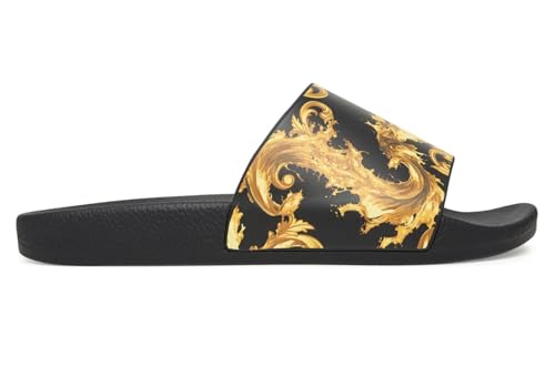 Versace Slipper 80VA3SQ3 ZS365 (G89 - Nero/Oro US Footwear Size System Adult Women Numeric Medium 8)