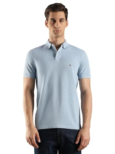 Image of Tommy Hilfiger Solid Regular fit Cotton Polo t-Shirt