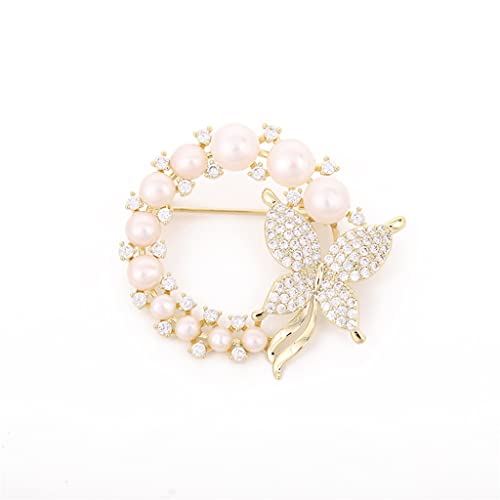 Broche femelle super belle guirlande perles eau douce et zirconium