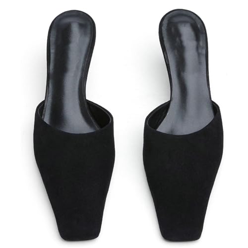 KysBloes Kitten Heel Mules for Women Square Toe Slip On Pumps Low Heel Slides Backless Dress Casual Shoes2