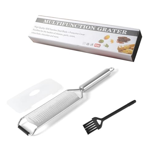 Biglumin Handreibe – Käsereibe Gemüsehobel Küchenreibe, Reibe mit ergonomischem Griff, Zum groben Reiben von parmesan, gemüse, muskatnuss, ect. Set aus Reibe und Klingenschutz aus Edelstahl.