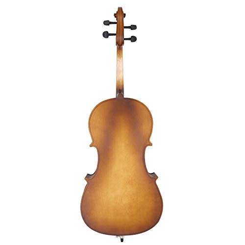 Waful Acoustic Cello Wood Color Beautiful Varnish Finishing,with Soft Case, Bow, Rosin and Bridge,Size 4/4 for Beginners or Student Cellist Matte Golden