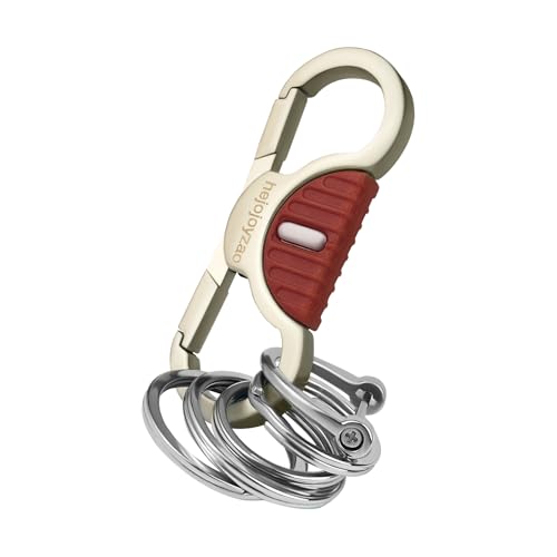 Image of Heavy Duty Keychain with Quick Release Double Carabiner Clip, Key Rings, D Ring, Car Key Holder for Belt Loop