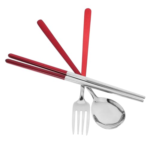 JOINPAYA 携帯に便利なステンレス製カトラリー 箸 フォーク スプーン付き トラベルカトラリー コンパクト収納ケース入り キャンプや 用食器