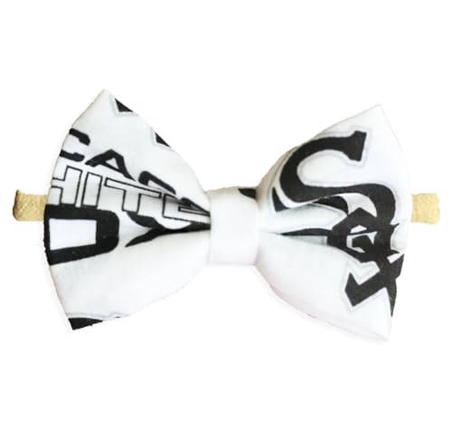 Chicago Baseball White Newborn Baby Girl to Toddler Nylon Headband Bow - Made In USA