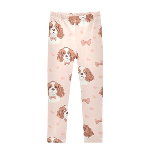 Wusikd Cute Dogs Girls' Leggings Toddler Doodles Bows Kids Yoga Pants Dance Active Tights 4T