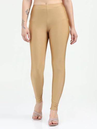 Image of Women's Nylon Shimmer Leggings | Ankle Length | Slim Fit | Stretchable Spandex Leggings | Shiny Finish | Casual Wear & Special Occasion