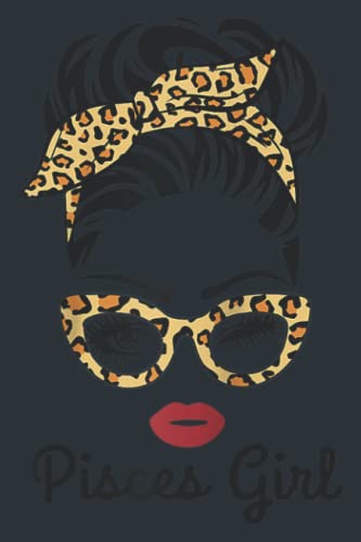 Pisces Girl Woman Face Leopard Bandana Wink Eye glasses Raglan Baseball Family: Notebook - Daily Planner Journal, To Do List Notebook, 120 Pages, 6.0 x 9.0 inches.