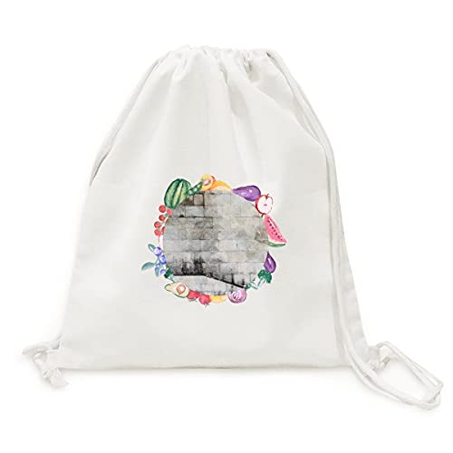 Sac en tissu pliable noir et blanc pour fruits et légumes à sangle