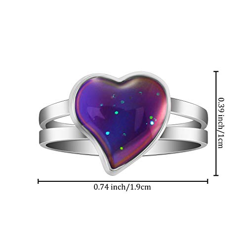 Hicarer 16 Pieces Adjustable Heart Kids Mood Rings, Heart Shape Mixed Color Changing Mood Rings Costume Props Goodie Bag Fillers And Birthday Party Favors #TOP2