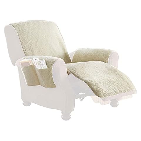 Recliner Chair Cover, Comfortable Washable Lamb Wool Sofa Cushion with Armrest Pocket Storage Bag, Machine Washable Household Sofa Cover for Armchair Slipcover Protector From Pets Dogs Cover