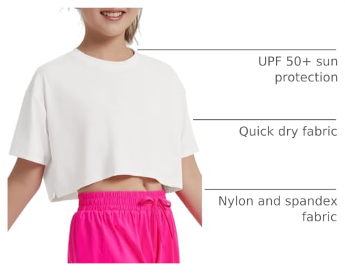 Image of EXARUS Girls Athletic Shirts Quick Dry Workout Split Back Crop Tops 6-14Y