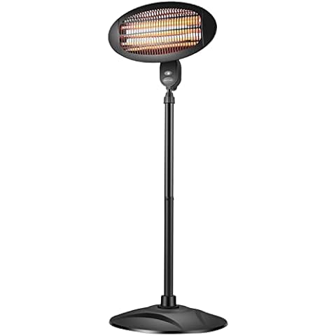 Heizstrahler | Terrassenstrahler | Heizgerät | Elektroheizung | Quarzstrahler | 2000 Watt | Display | Quarzlampe | Überhitzungsschutz | Wandmontage | Spritzwasser geschützt Cover