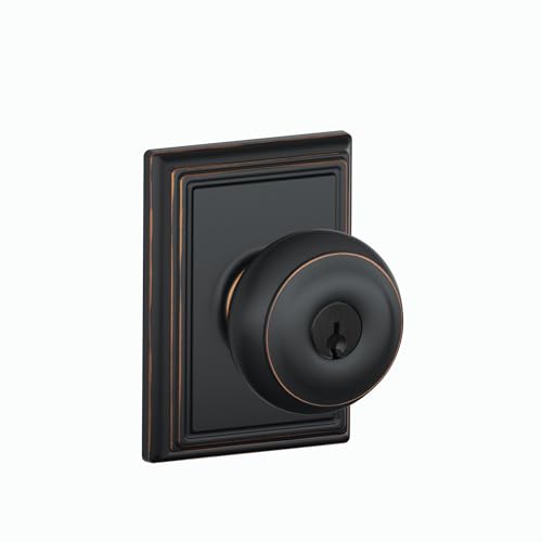 Image of SCHLAGE F51A GEO 716 ADD Georgian Knob with Addison Trim Keyed Entry Lock, Aged Bronze