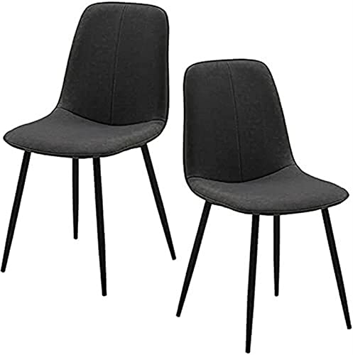 SJIALEN Modern Kitchen Dining Chair Set of 2, Lounge Chair Black Legs Counter Chair Technology Cloth Backrest Chair Kitchen Chair (Color : Dark Gray, Size : 42x45x88cm)