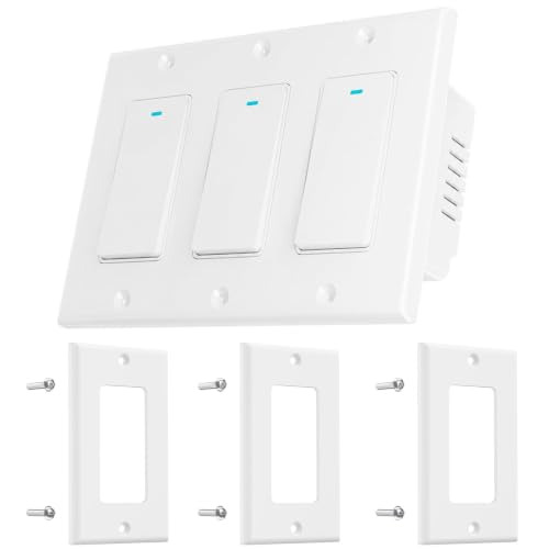 HQL Smart Switch for Light 3 Gang Neutral Wire Required 2.4GHz Wi-Fi Switch Compatible with Alexa and Google Home UL Certified