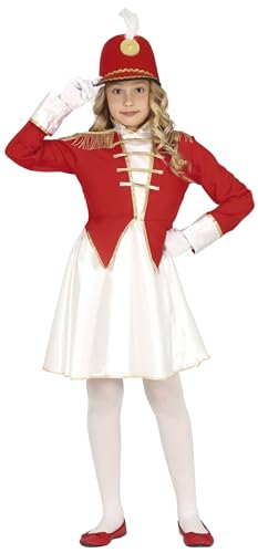 FIESTAS GUIRCA Disfraz de Majorette Niña - Atuendo Infantil Rojo, Blanco y Dorado para Niñas de 10-12 Años