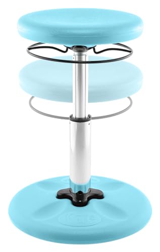 Image of Kore Kids Adjustable Wobble Stool, Ages 6-11, 14-19in Tall, Pale Blue | Flexible seating for classroom and home boosts focus, improves posture and channels energy; anti-tip base; Made in USA
