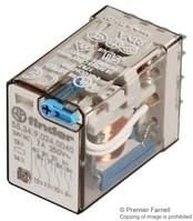 FINDER 55.34.9.024.0040 24 VDC Coil, 4 PDT, 7 AMP, Agni Contact, INDUCTIVE, Lockable Test Button, MECH Indicator, Plug-in Relay