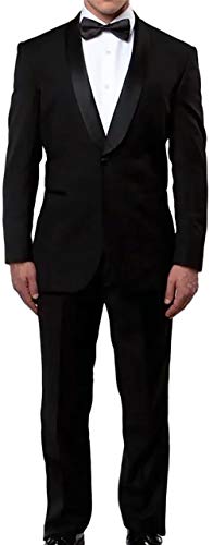 Broadway Tuxmakers Mens Black Tuxedo Jacket, Satin Shawl Lapel, Mens Dinner Jacket (48R)