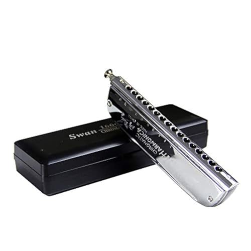 Swan 16 hole 64 tone Chromatic Harmonica C Tone Harmonica for Adults Beginner Professional Players Musical Beginner Education Boat shape Harmonica