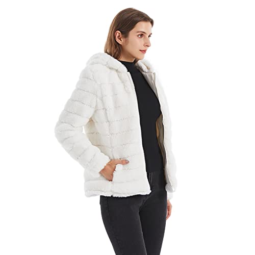 Women Faux Fur Fleece Coat with Faux Fur Lining and Collar Warm Winter Plush Long Sleeve Zip Cropped Jacket with Pockets Adjustable Waist Hooded Outerwear GK010-Pink-L Women Faux Fur Fleece Coat with Faux Fur Lining and Collar Warm Winter Plush Long Sleeve Zip Cropped Jacket with Pockets Adjustable Waist Hooded Outerwear GK010-Pink-L